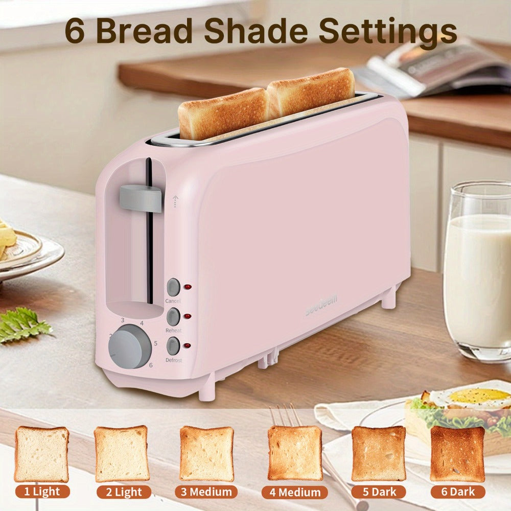 2-Slice Toaster ¨C 6 Shade Settings, Cancel, Reheat & Defrost Functions, Removable Crumb Tray, 750W Compact Design for Bread, Waffles & Bagels, Available in Red, White, Black, Yellow, Pink & Blue