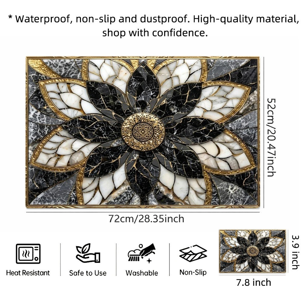 Stove Protector Mat Heat Resistant Non-Stick Reusable Gas Stove Liner Marble Pattern for Gas Stove Glass Cooktop Induction Cooker Oven Washing Machine Top