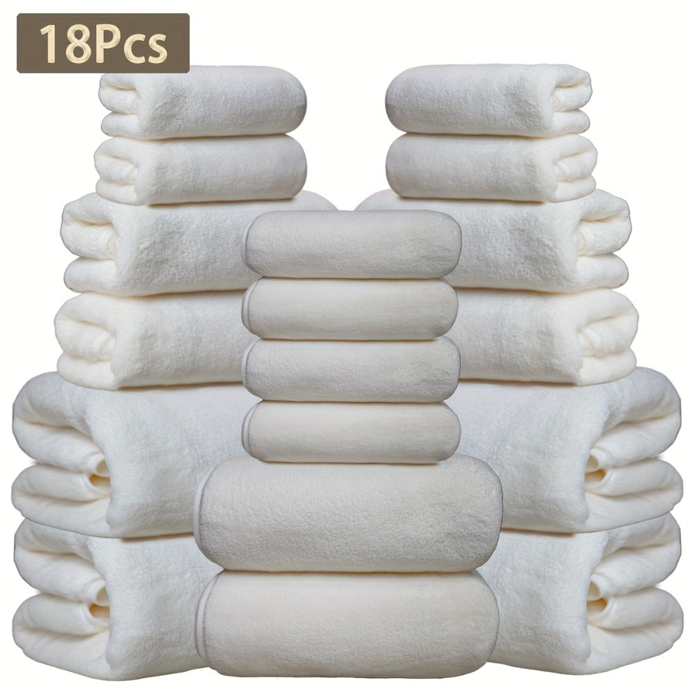 Coral Velvet Bath Towel Set 18pcs ¨C 4 Bath Towels 4 Hand Towels 10 Washcloths Hotel Quality Soft Absorbent