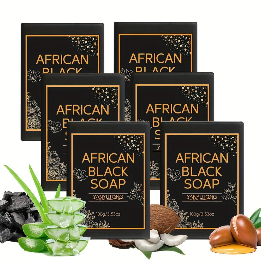 African Black Soap Bars ¨C Moisturizing Body & Face Cleanser with Coconut Oil, Olive Oil & Shea Butter | Rich Foam Plant Extract Skin Care Soap for Daily Use