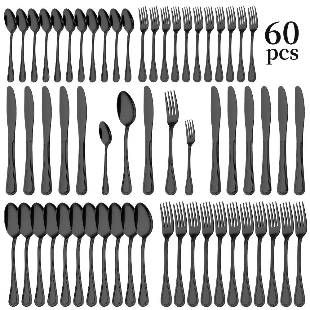 84-Piece Golden Cutlery Set Service for 12 | Knife Fork Spoon Set for Family Gatherings Camping BBQ Kitchen Utensils