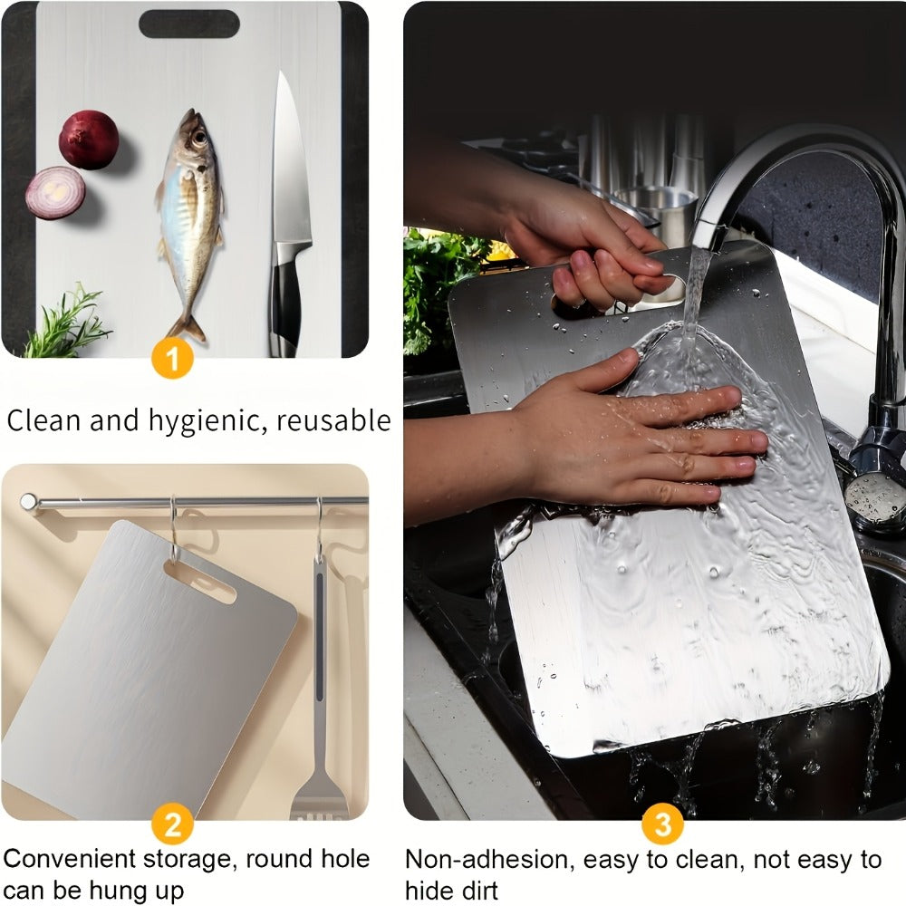 Stainless Steel Cutting Board Set of 3 ¨C Durable BPA-Free Kitchen Cutting Boards, Rust-Resistant & Easy to Clean, Space-Saving Nested Design for Meat, Vegetables & Food Prep