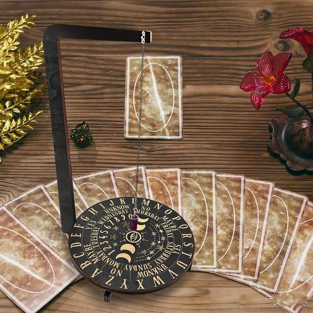 Wooden Pendulum Stand for Divination ¨C Crystal Display Holder, Witchcraft Altar Decor, Meditation Ritual Necklace Organizer & Constellation Moon