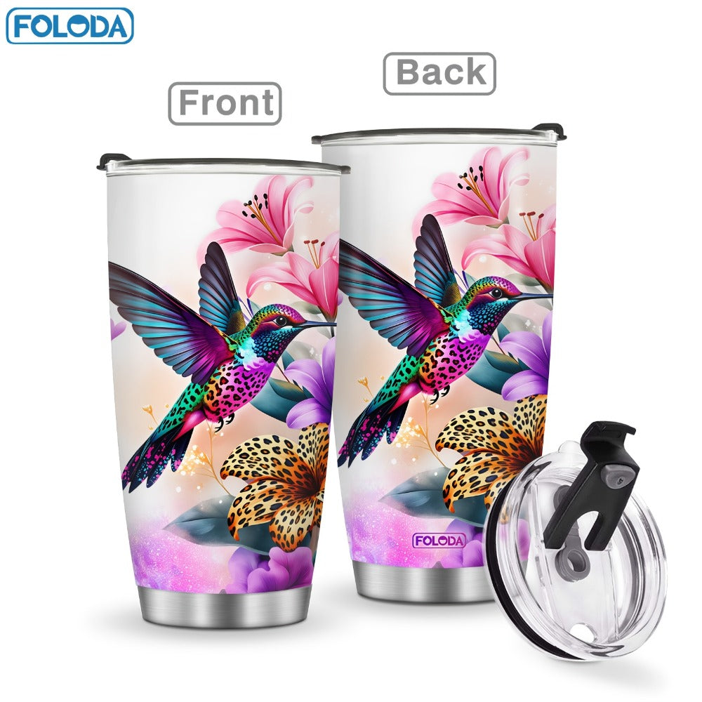 Hummingbird Flower Vacuum Insulated Travel Tumbler 20oz ¨C Gift for Mom Grandma Sister Daughter Birthday Valentine's Day