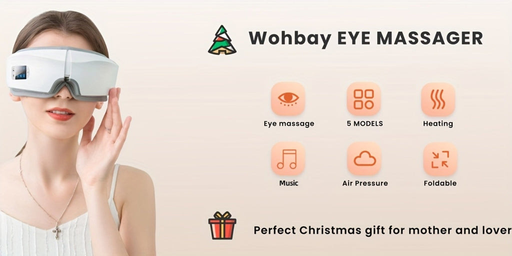 Eye Massager with Heat - 4D Intelligent Portable Eye Mask Massager with Pneumatic Compression, Vibration, Hot Compress & Music, Multiple Modes for Eye Strain Relief, Dry Eyes, Headache & Better Sleep