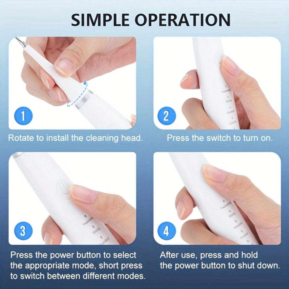 USB Electric Toothbrush Set - 5 Replaceable Brush Heads & 2 Cleaning Heads, USB Rechargeable Electric Toothbrush with Travel Case, Complete Oral Care Kit for Home & Travel, Black or White