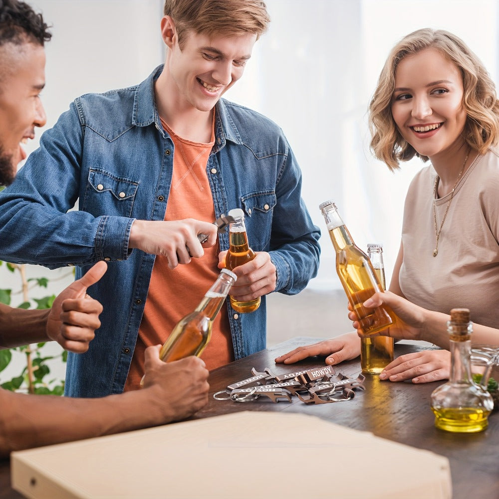 Cowboy Bottle Opener Party Favors 30pcs Bulk - Western Cowgirl Metal Keychain Opener Brown Wild West Rodeo Wedding Bridal Shower Souvenirs Gifts for Guests