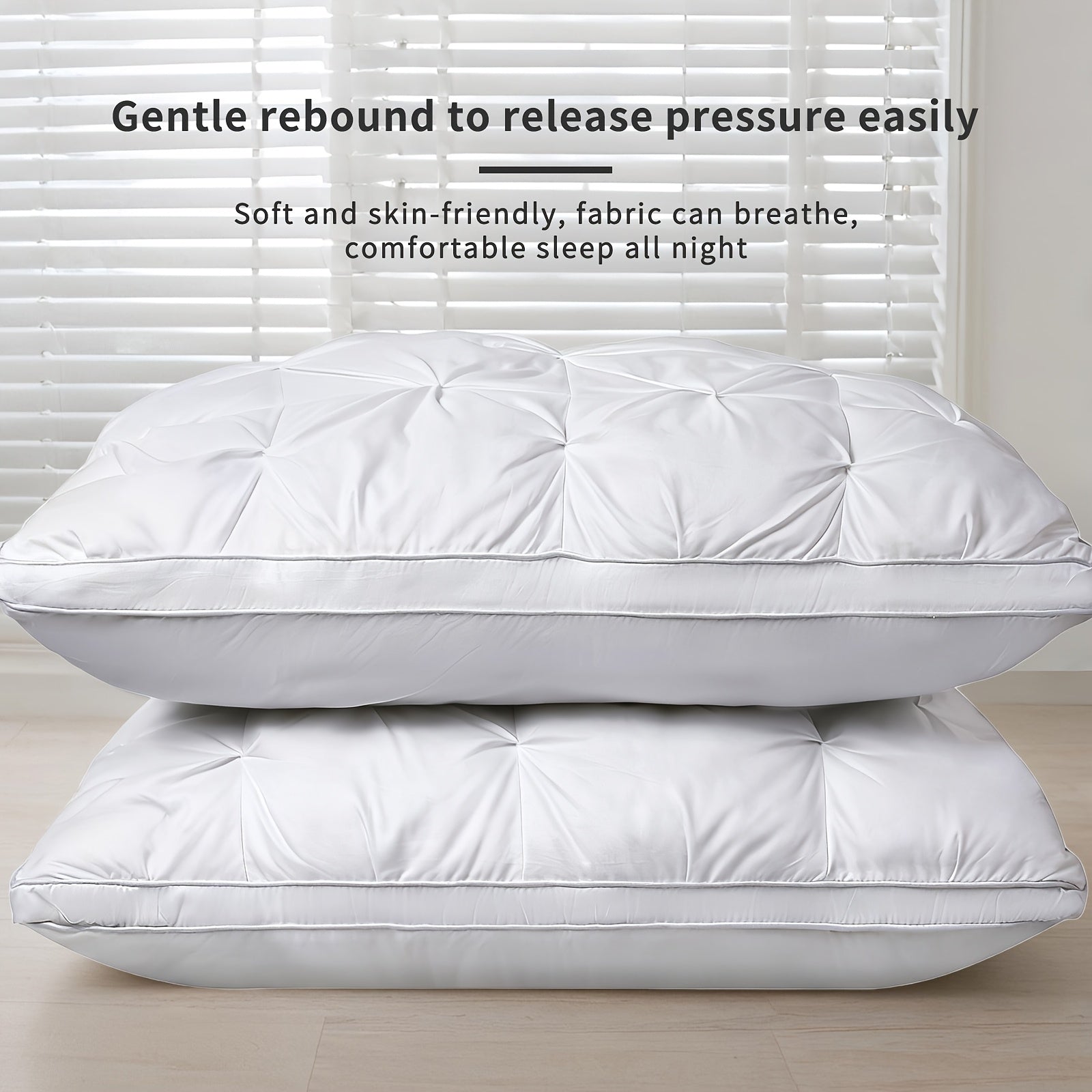 Neck Pillow 2 Pack - Ergonomic Cervical Support Pillow with Removable Washable Cover, Adjustable Loft, Zipper Closure, Quilted Woven Fabric, Comfortable Sleeping Pillow for Side Back Stomach Sleepers