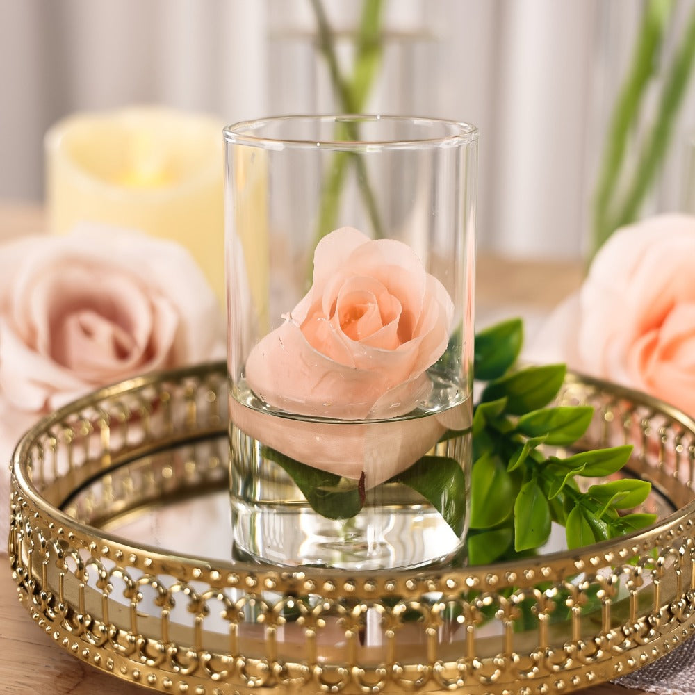 Clear Glass Cylinder Vases 24pcs Bulk Set - 4, 8, 12 Inch Tall Flower Vases for Centerpieces, Hurricane Floating Candle Holder for Wedding Party Table Home Decor, Valentine's Day Gift