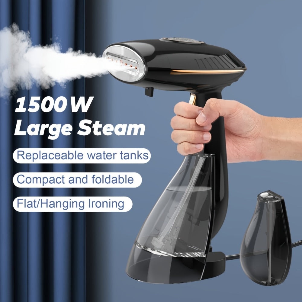 Handheld Garment Steamer 1500W Portable Fabric Steamer Quick Heat Continuous Steam for Removing Wrinkles Creases from Clothes Curtains Upholstery Travel Home Use