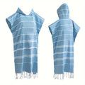 Hooded Beach Poncho Turkish Cotton Quick Dry Sandproof - Wearable Surf Changing Towel Lightweight Thin Bathrobe | S & L | Blue Green Purple Pink Gray | Swimming Diving Surfing Beach Essentials