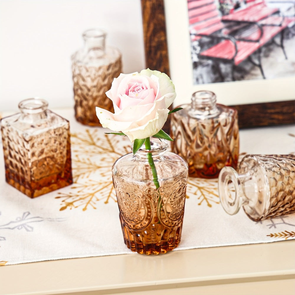 Amber Glass Bud Vase Set of 36 Small Vases for Flowers Mini Flower Vases in Bulk for Rustic Wedding Centerpieces Vintage Home Table Decor Halloween Christmas Multiple Sizes