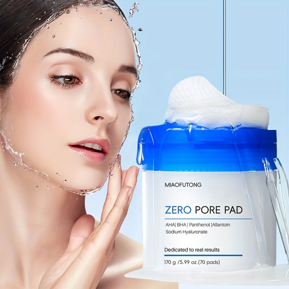 AHA BHA Toner Pads Zero Pore 70pcs - Deep Cleansing, Oil Control & Hydration with Hyaluronic Acid, Salicylic Acid & Rosemary Leaf Oil | Gentle Exfoliating Pads