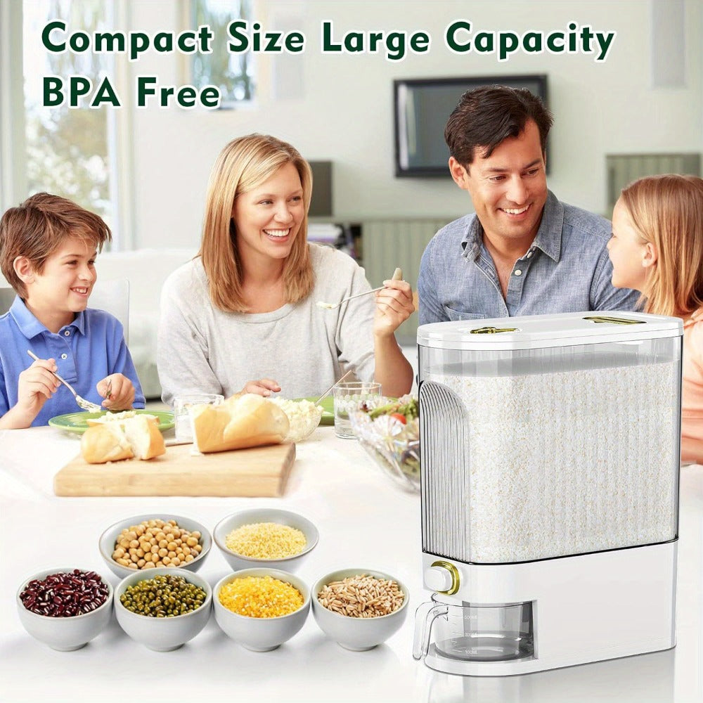 Rice Storage Container with Measuring Cup & Time Markings ¨C Large Capacity 11/22LB Airtight Grain Dry Food Pantry Kitchen Organizer