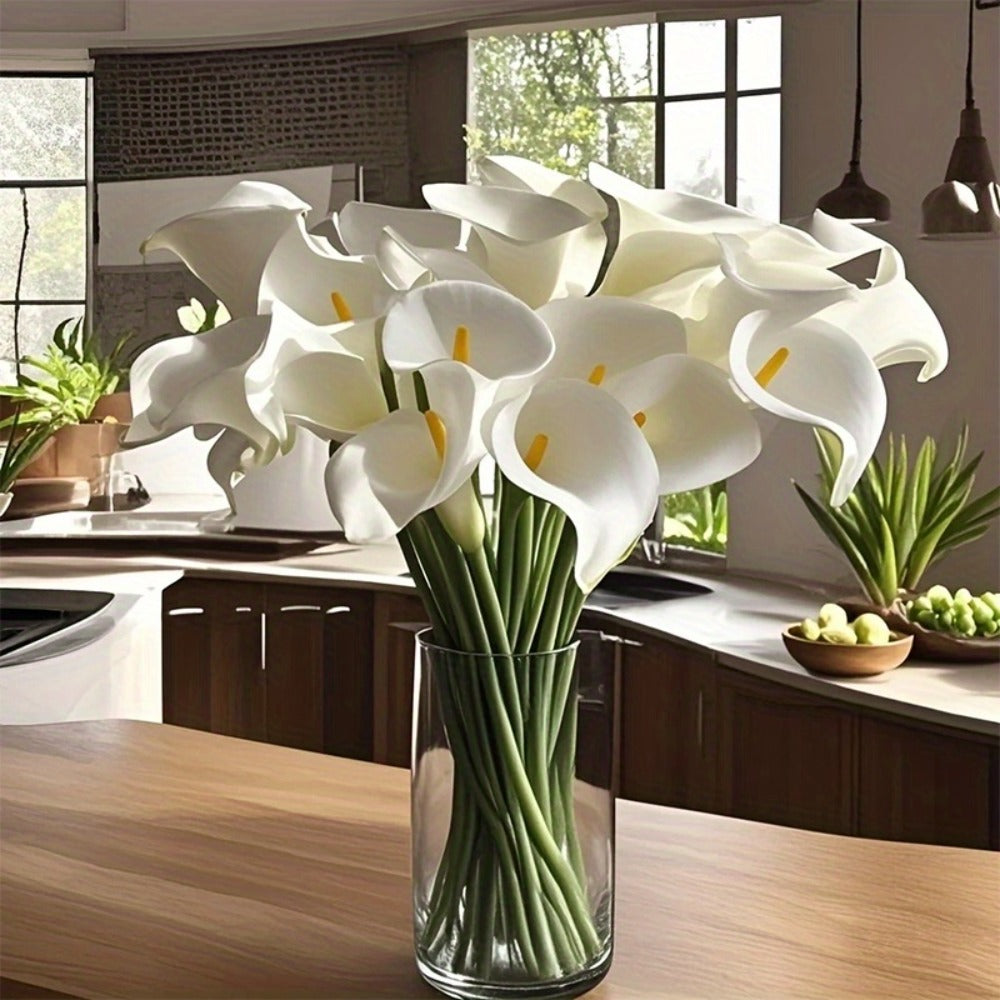 Eternal Lotus Flower Bouquet 20pcs ¨C Horseshoe Lotus Artificial Flowers for Wedding Decoration, Home Floral Arrangements, Outdoor & Festival Decor ¨C White, Black, Red & Orange (No Vase)