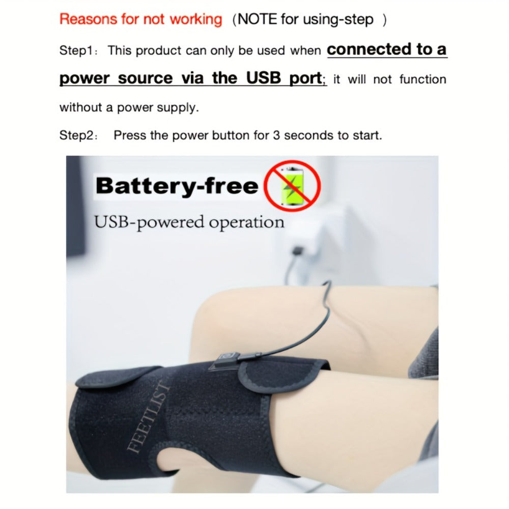 Knee Massager with Heat ¨C 3-Level Heating Pad for Knee Pain Relief, Joint & Muscle Warmth, Anti-Slip Breathable Knee Brace for Men & Women