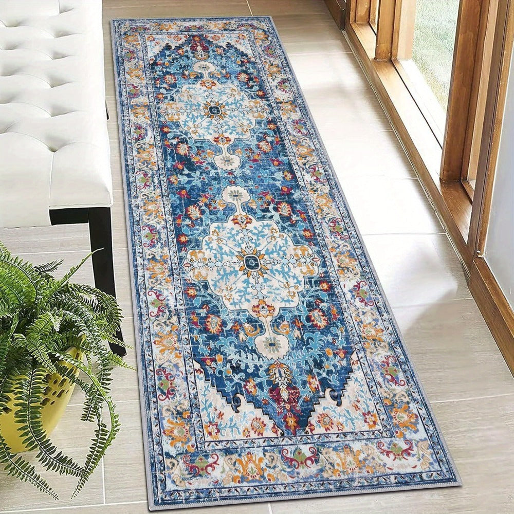Runner Rug Boho Hallway Rug Machine Washable Non-Slip Vintage Farmhouse Accent Area Rug for Entryway Kitchen Living Room Bedroom Laundry Room - 2x6 2x8 2x10 Carpet Mat