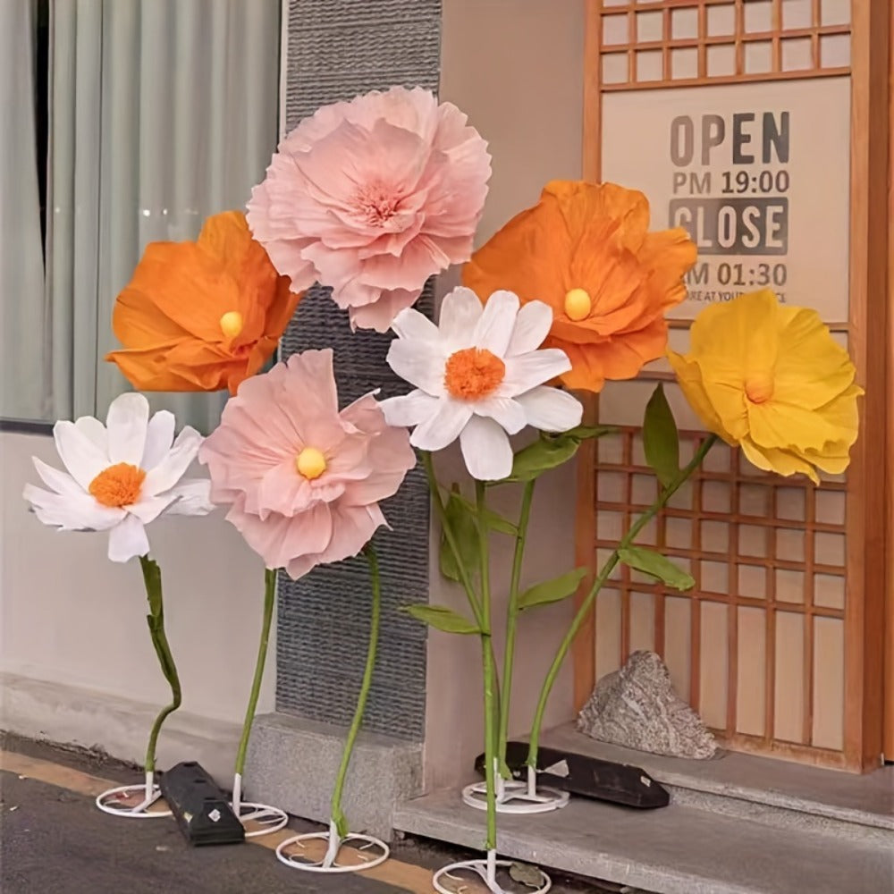 Giant Paper Poppy Artificial Flower - Super Large Floor Standing Fake Flower for Wedding Backdrop, Shop Window Display, Event & Party Decoration, Paper Art Floral Decor, Multiple Colors