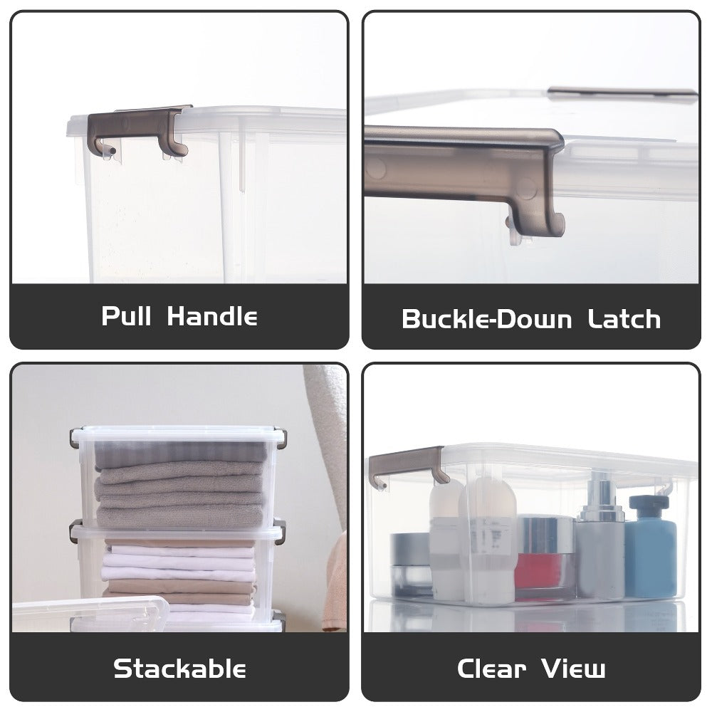 Plastic Storage Bins with Lids 4 Pack 17 Quart Stackable Clear Storage Containers with Latching Lids for Garage Closet Bedroom Basement Kitchen Organization
