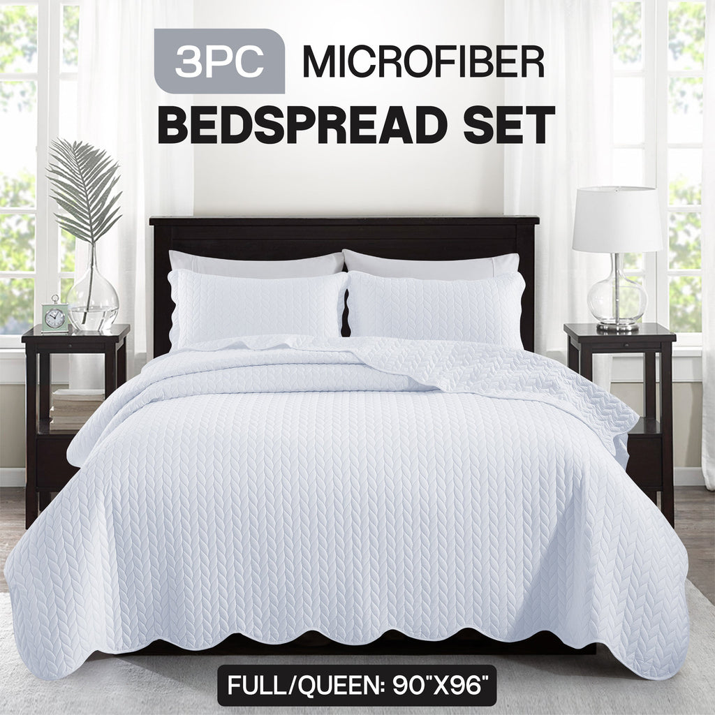 Bedspread Set 3-Piece Microfiber Floral Coverlet with Pillow Shams - Soft Breathable Lightweight All-Season Bed Cover for Queen King Twin California King