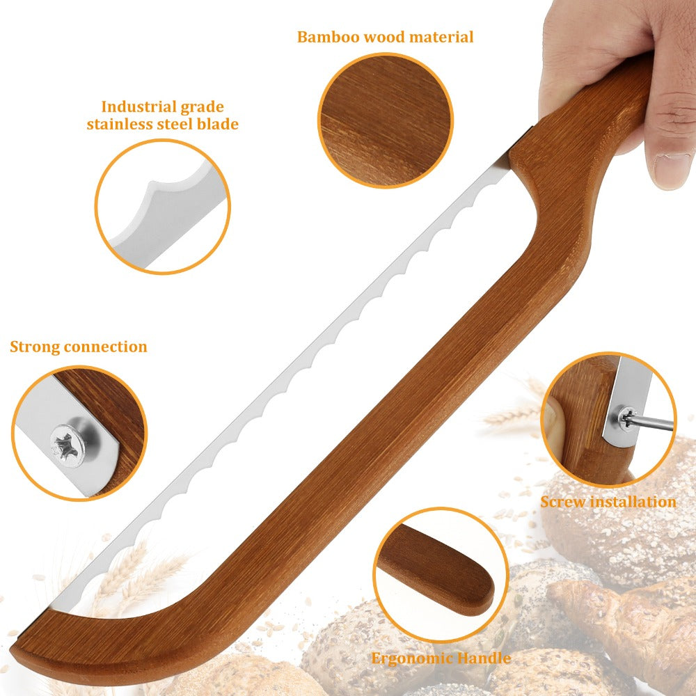 Serrated Bread Knife ¨C 304 Stainless Steel Blade with Bamboo Handle, 15.7¡± Bread Slicer for Sourdough, Bagels, Baguettes & Homemade Loaves