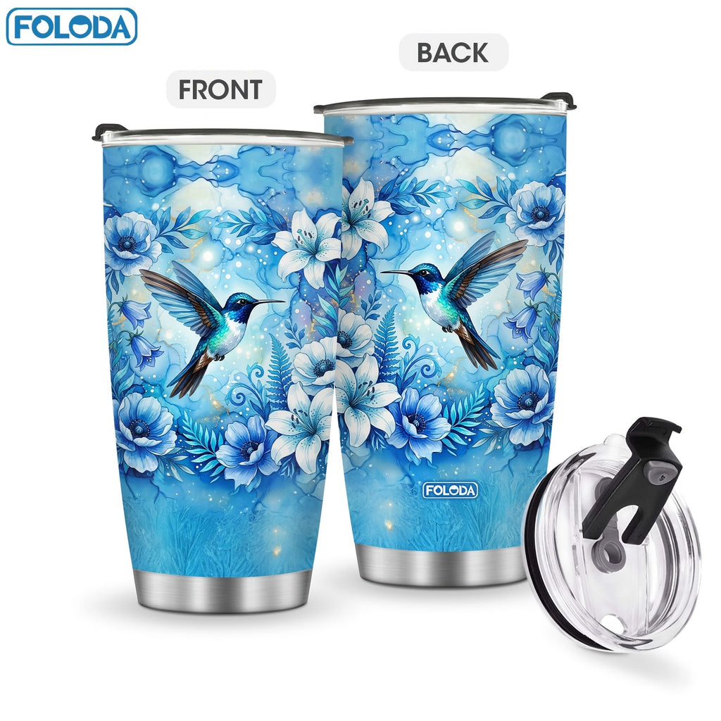Hummingbird Flower Vacuum Insulated Travel Tumbler 20oz ¨C Gift for Mom Grandma Sister Daughter Birthday Valentine's Day