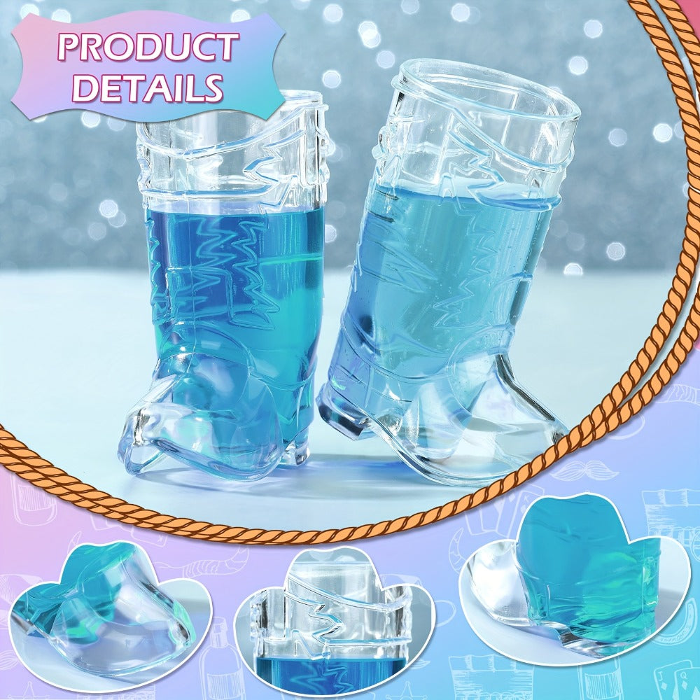 Mini Neon Cowgirl Hats with Boot Shot Glasses ¨C 20pcs Western Party Decorations for Bachelorette, Birthday, Country Theme, Disco & Holiday Celebrations, Neon Cowboy Hat Party Favors