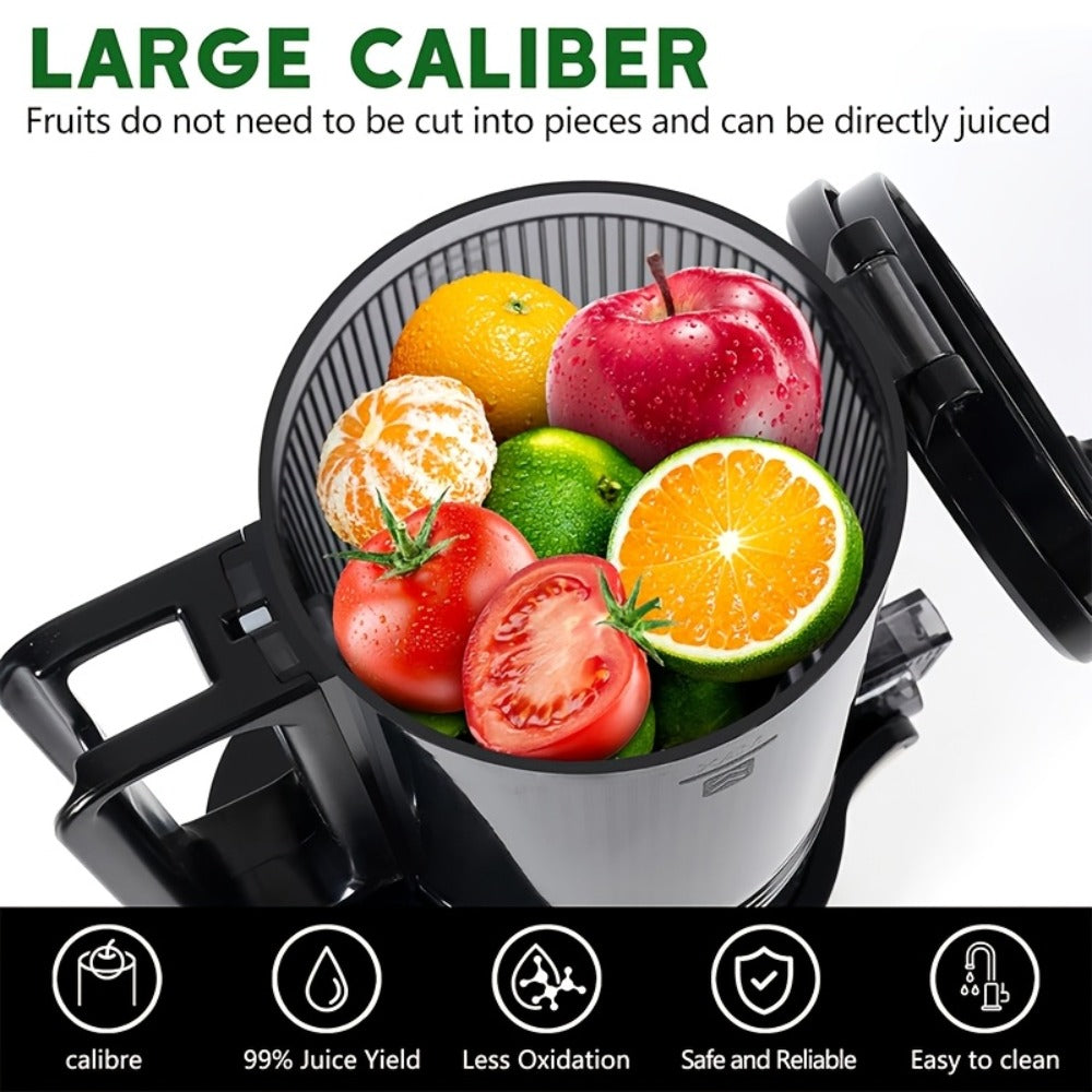 Cold Press Juicer Masticating ¨C 350W Slow Juicer with Wide Feed Chute, 50RPM Fine Grinding, High Juice Yield, Easy to Clean, Safe Bladeless Design for Whole Fruits & Vegetables, Black & Pink