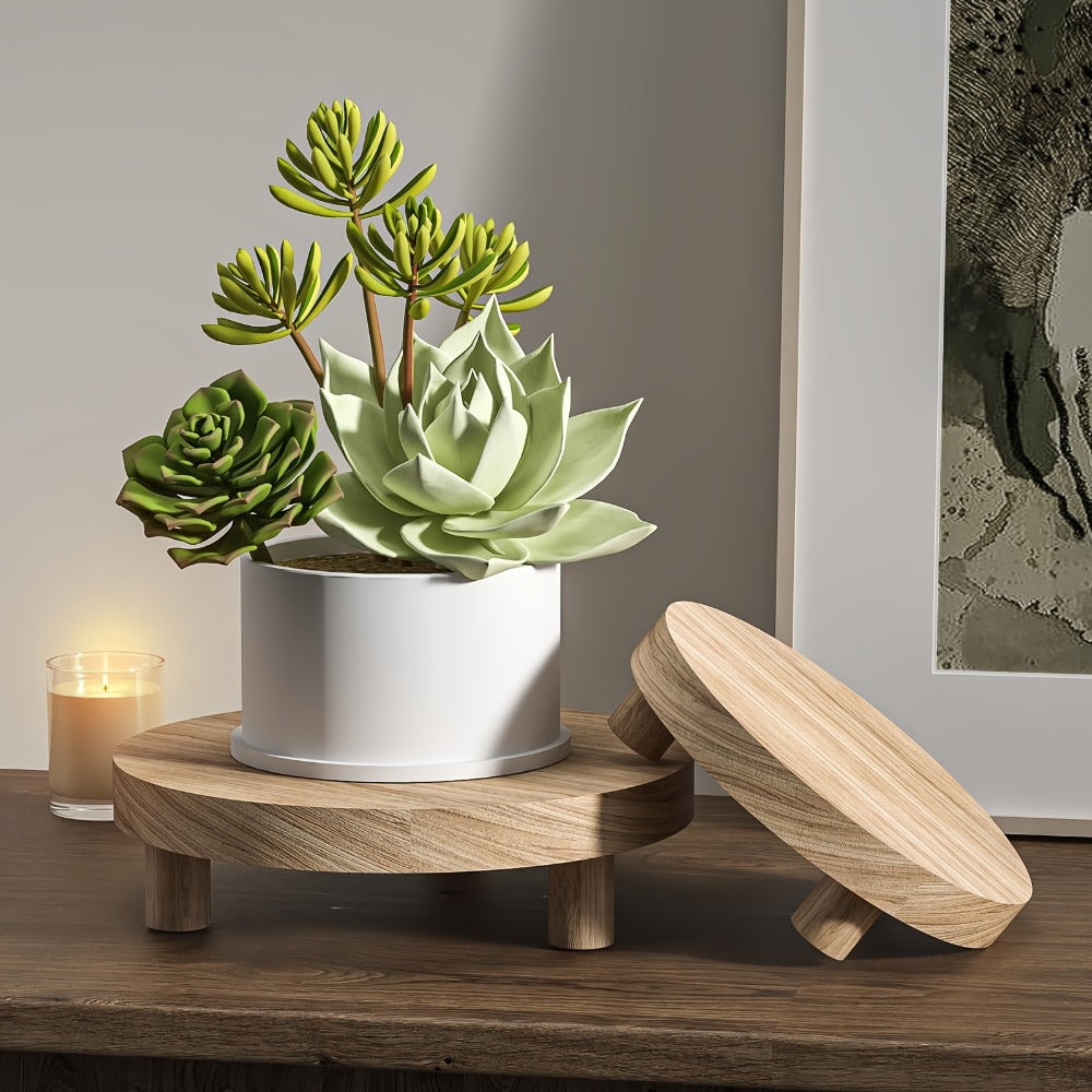 Wooden Display Riser Stands 3pcs Set Rustic Multi-Tier Cake Stand with Sleek Legs - Natural Wood Finish Decorative Organizer for Home Decor Tiered Tray Shelf Tabletop