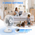 Oscillating Table Fan 12 Inch Quiet 3-Speed Adjustable Tilt with Safety Grill for Home Office Bedroom Dorm Desktop Personal Cooling Fan