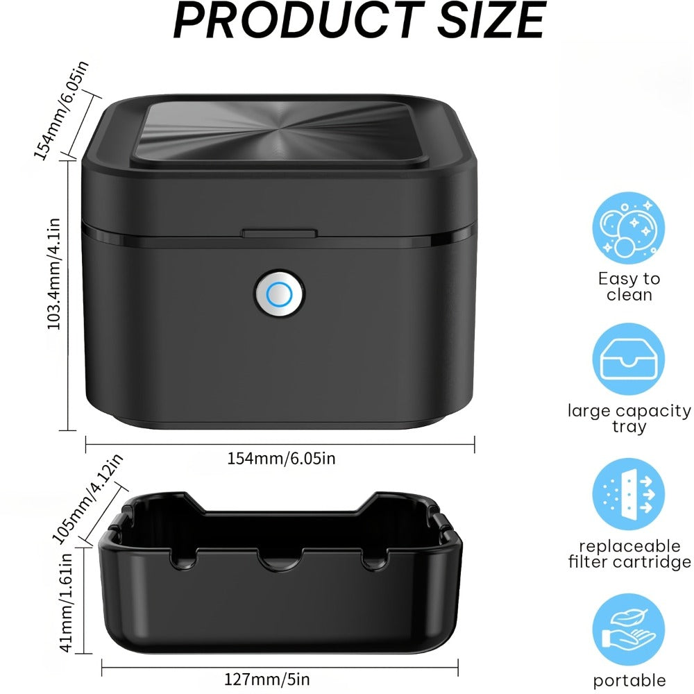 Smokeless Ashtray with HEPA Filter ¨C USB Rechargeable Indoor Ashtray for Home Office Car, 4 Filters Included, Gifts for Him Her