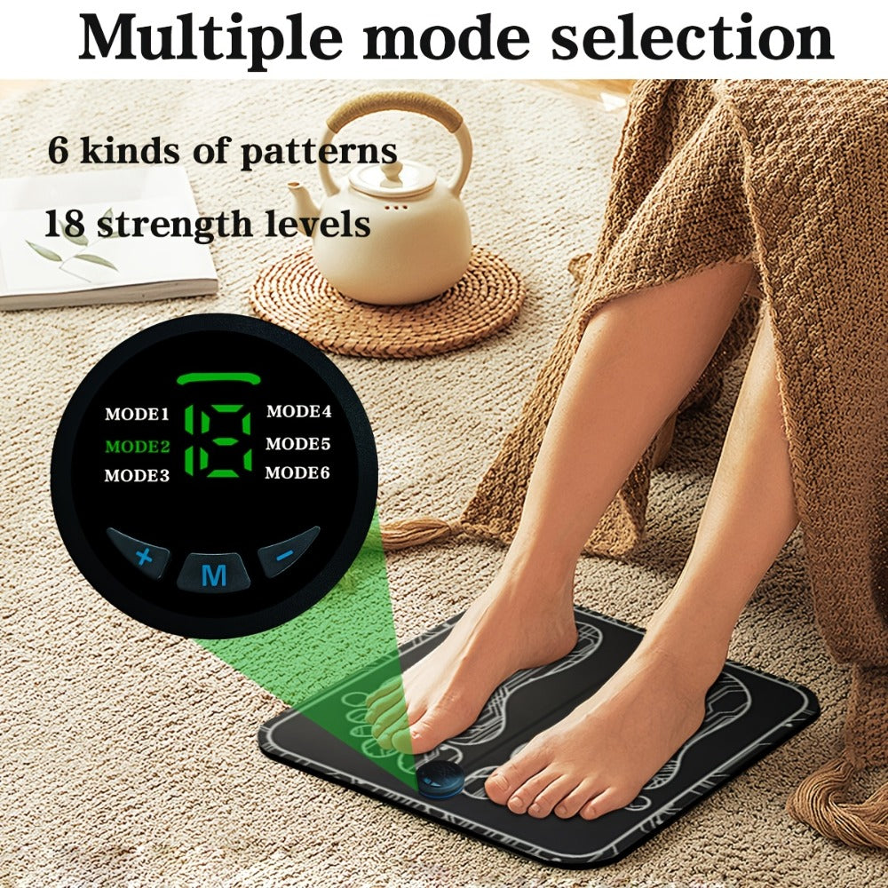 EMS Foot Massager Pad with TENS Therapy ¨C Portable Electric Foot Massage Machine, Reusable Pad, Multiple Mode Adjustment, Pain Relief for Plantar Fasciitis & Tired Feet