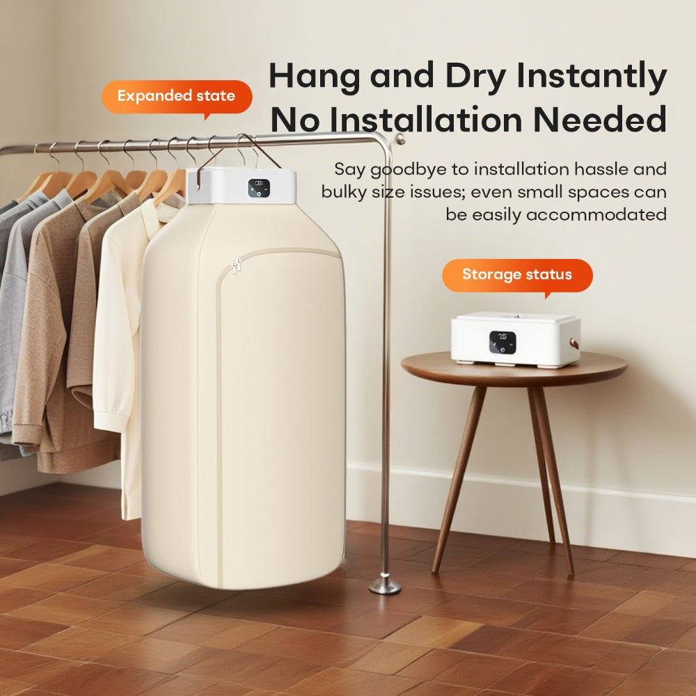 Foldable Clothes Dryer Smart Touch Screen Two-Speed Control Timer Function with Dry Bag Quick Drying Compact Design for Apartments Dorms RVs Home Upgraded Economic