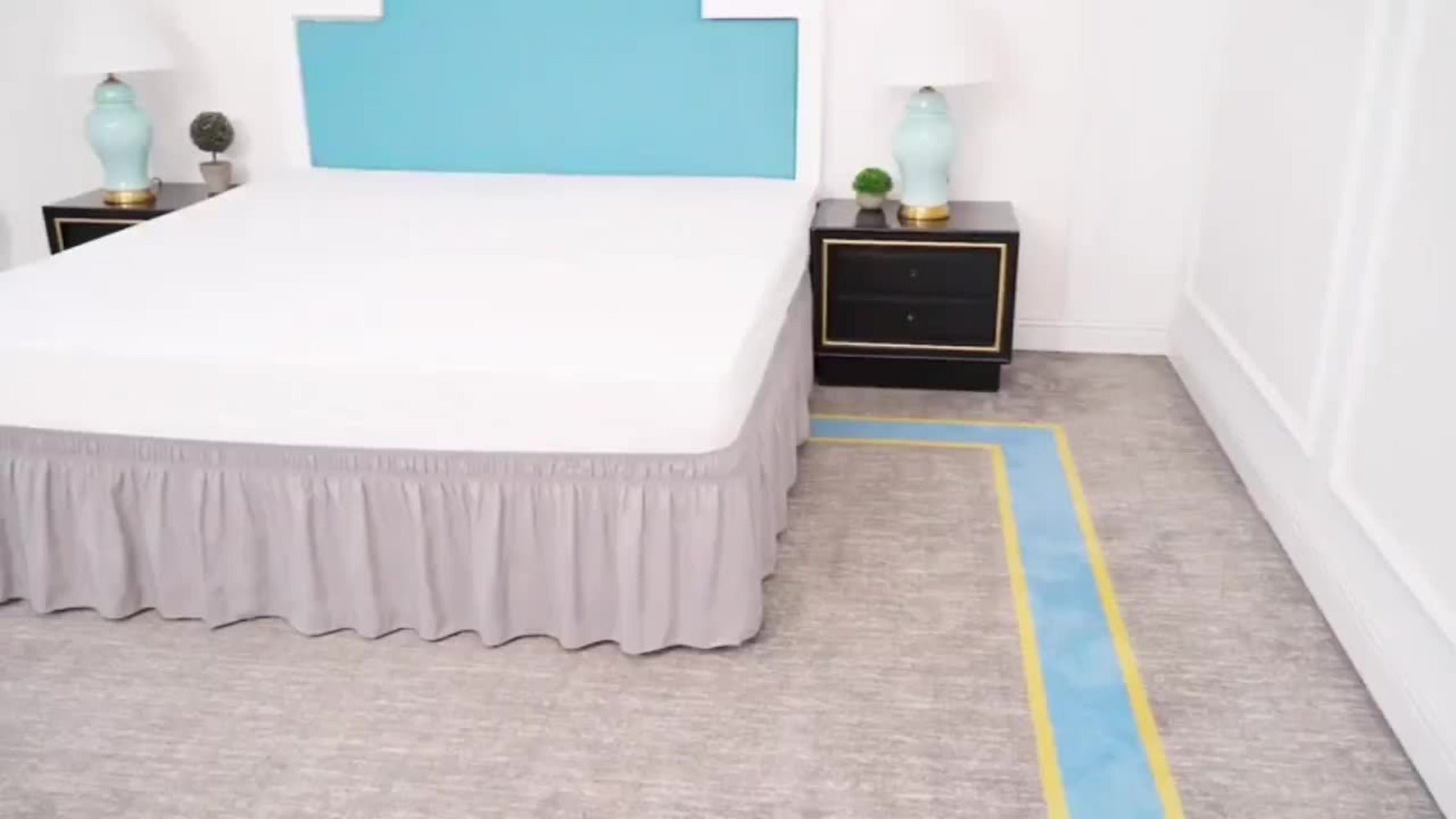 Bed Skirt with Adjustable Elastic Belt - Ruffle Microfiber Dust Ruffle 15 Inch Drop, Hotel Quality, Fade Resistant, Machine Washable, Easy Wrap Fit