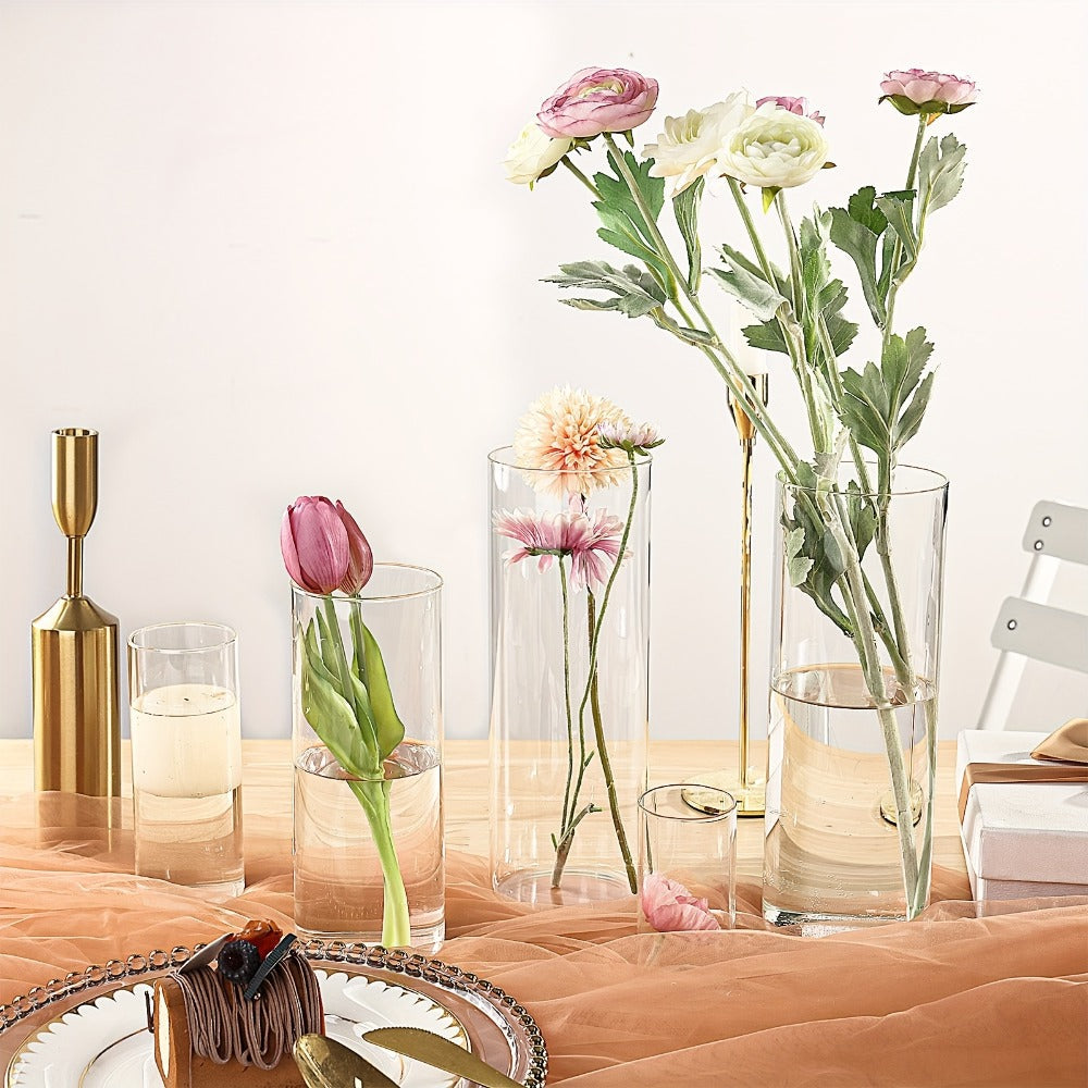 Clear Glass Cylinder Vases Bulk Set 12 24 48pcs 4 6 8 10 Inch Tall Flower Vase Hurricane Floating Candle Holder for Wedding Centerpieces Party Table Decor Valentine Halloween Christmas Home Kitchen