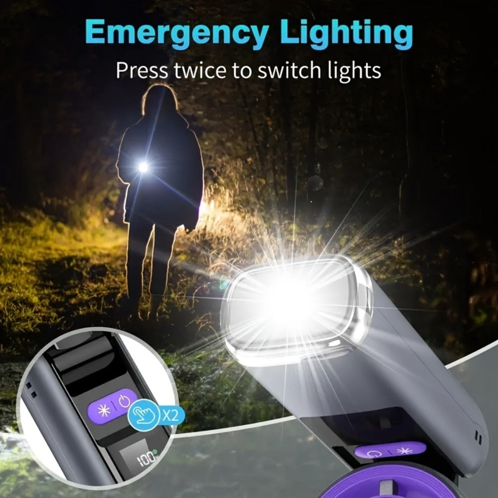 Handheld Ice Pack Fan High-Speed Semiconductor Cooling | 100-Speed Digital Display Turbo Fan with LED Light, Foldable Portable Design for Outdoor, Travel & Daily Use ¨C Purple, Beige, Pink, Black & White