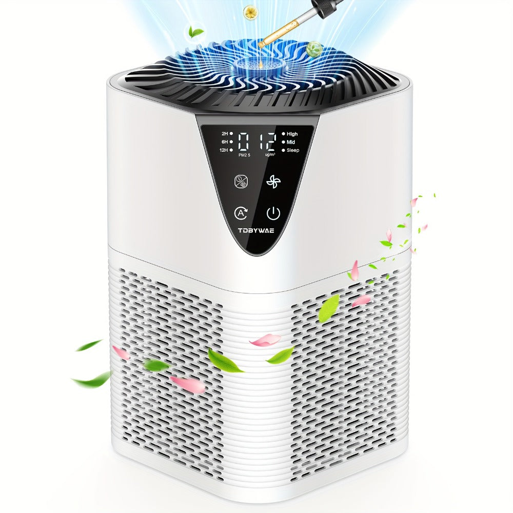 H13 True HEPA Air Purifier for Home ¨C Covers 1250 Sq Ft, LCD PM2.5 Monitor, 360¡ã Vortex Intake, 25dB Quiet, 3-Stage Filtration, Removes Smoke, Pet Dander & Pollen, Aromatherapy Diffuser, 3 Timer Settings