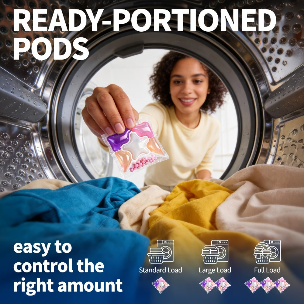 Laundry Pods 6-in-1 Concentrated ¨C 60 Pcs 480g Deep Clean & Tough Stain Removal, Quick Dissolve No Residue, Spring Meadow Long-Lasting Fragrance, HE Compatible Washing Machine Detergent Pods (2026 Upgrade)