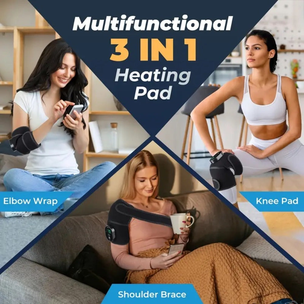 Knee Massager with Heat ¨C 3-Level Heating Pad for Knee Pain Relief, Joint & Muscle Warmth, Anti-Slip Breathable Knee Brace for Men & Women