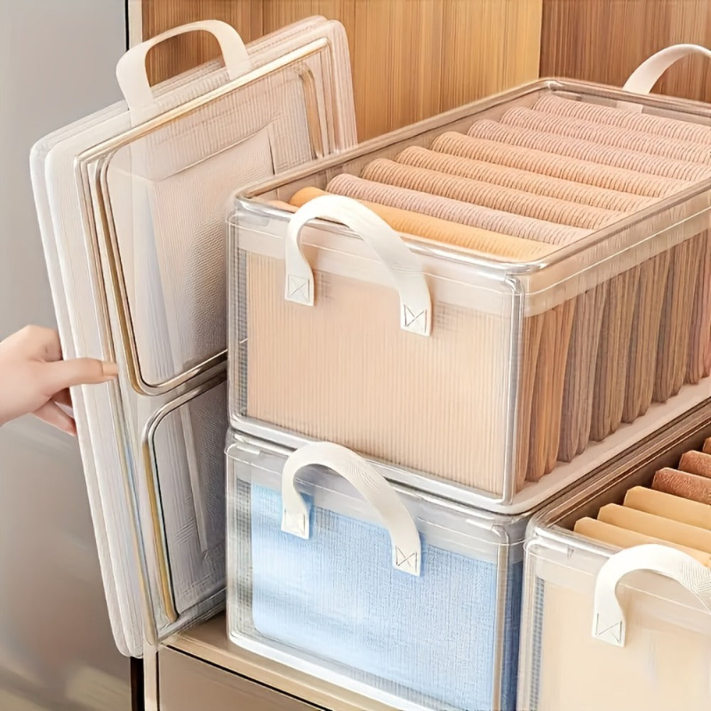 6pcs Foldable Storage Box with Steel Frame ¨C Transparent PVC Stackable Organizer for Clothes, Blankets & Cosmetics | Waterproof Under Bed Storage