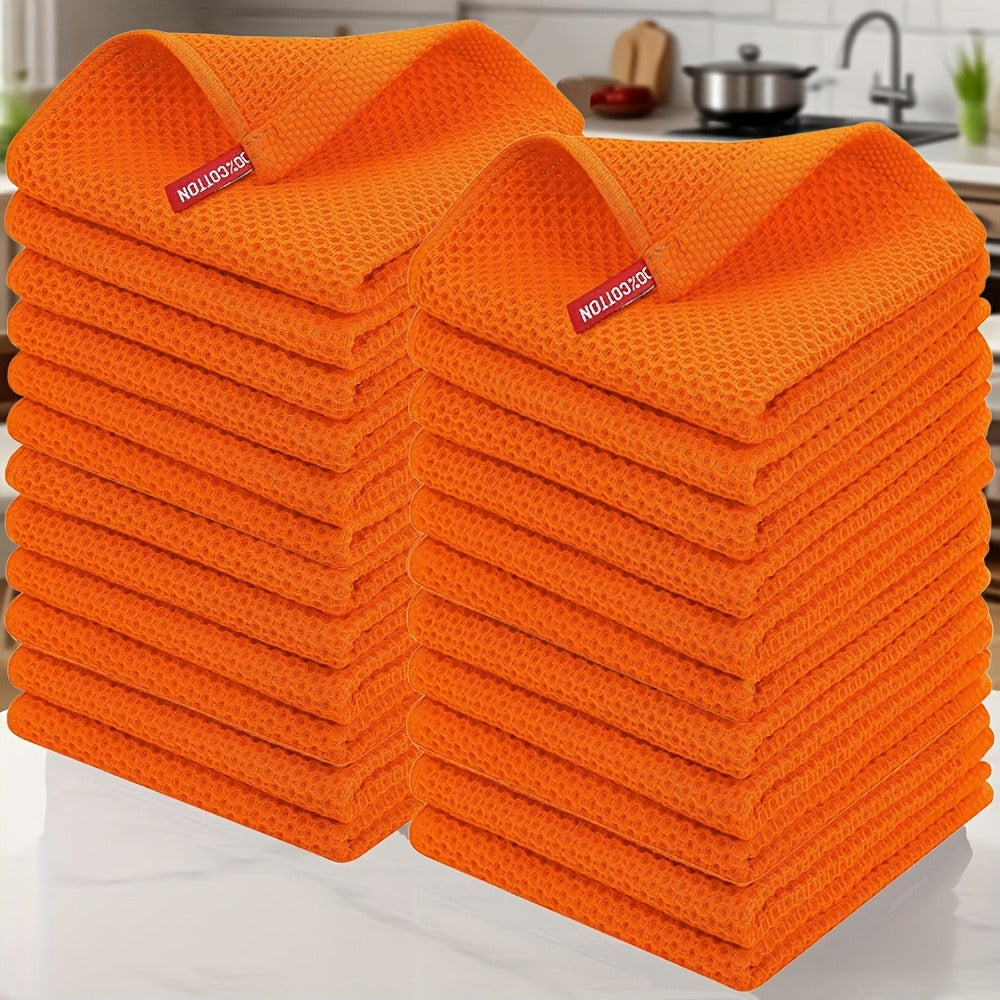 Kitchen Dish Cloths 23pcs 100% Cotton Waffle Weave Ultra Soft Absorbent Quick Dry Dish Towels 12x12 Inch for Cooking Cleaning Wiping Hands Kitchen Decor Gift