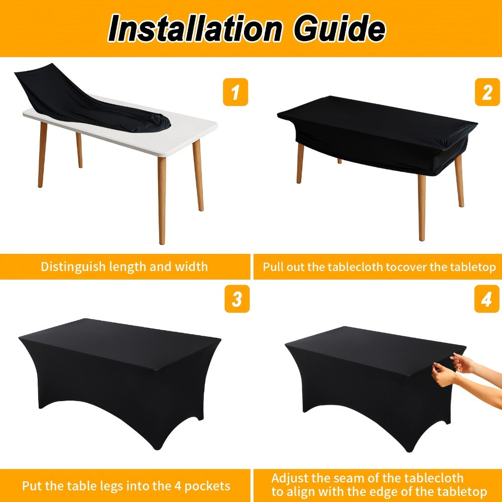 6 Pack Spandex Table Covers for 6ft Rectangular Tables ¨C Fitted Stretch Tablecloths Wrinkle Resistant Washable Reusable for Wedding Party Banquet