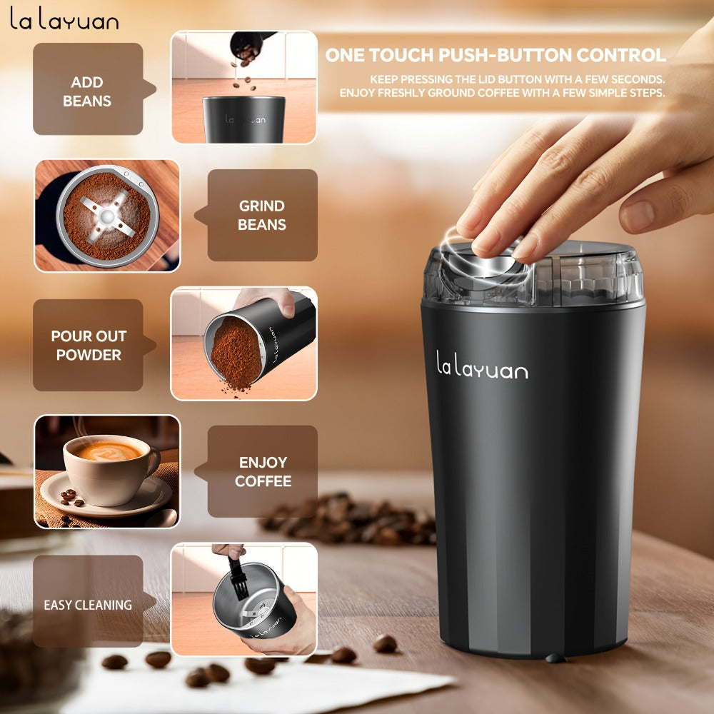 Coffee Bean Grinder Electric 200W Powerful Motor Stainless Steel Chamber Ultra-Fine Blade Grinder One-Touch 12 Cups Multi-Purpose for Spices Nuts Grains 110V US Plug