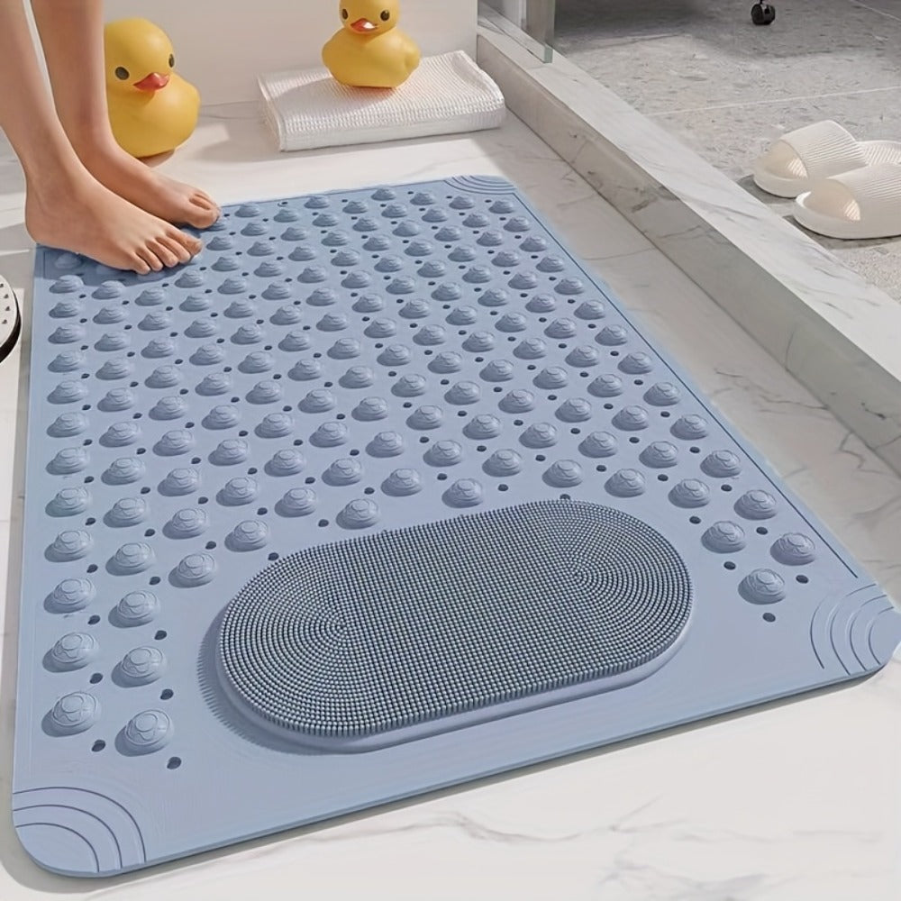 Non-Slip Bath Mat with Massage Buttons - PVC Shower Mat with Polka Dot Pattern, 0.35¡± Thick Rectangular Bathroom Safety Mat | Anti-Slip Bathtub Mat for Shower, Tub & Bathroom Floor | Multiple Colors