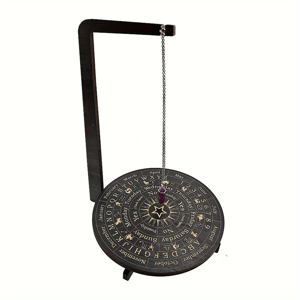 Wooden Pendulum Stand for Divination ¨C Crystal Display Holder, Witchcraft Altar Decor, Meditation Ritual Necklace Organizer & Constellation Moon