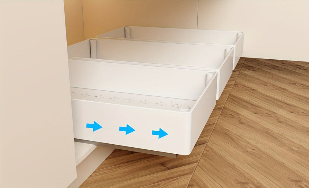 Pull-Out Cabinet Organizer 2-Pack Retractable Slide-Out Storage Bins No Drill Removable Kitchen Pantry Bathroom Shelf Organizer Boho Style Plastic Drawer Basket