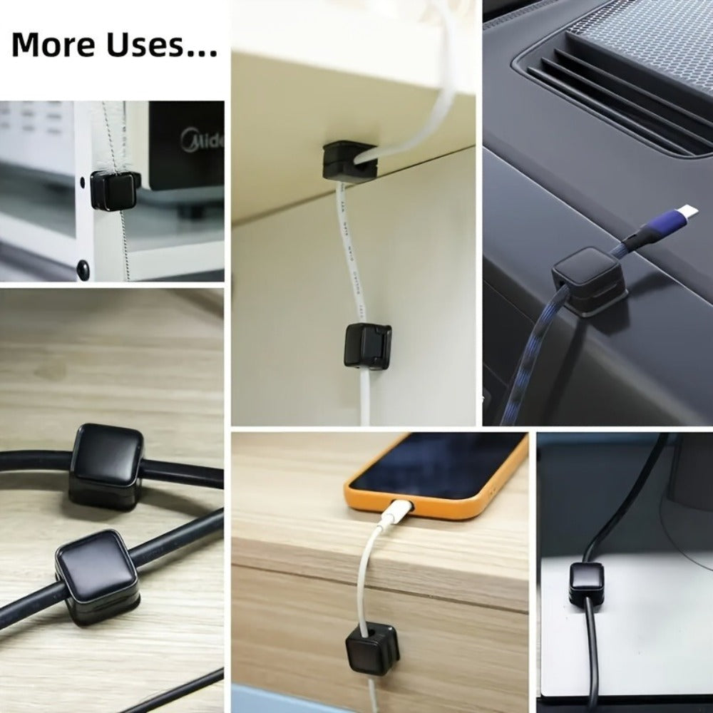 Silicone Cable Clips Self-Adhesive 16 Pcs ¨C Reusable Cable Organizer & Wire Management for Desk, Car & Office, Universal Data Cable Holder, High-Elasticity Wear-Resistant, for Tech Geeks & Students (Black)