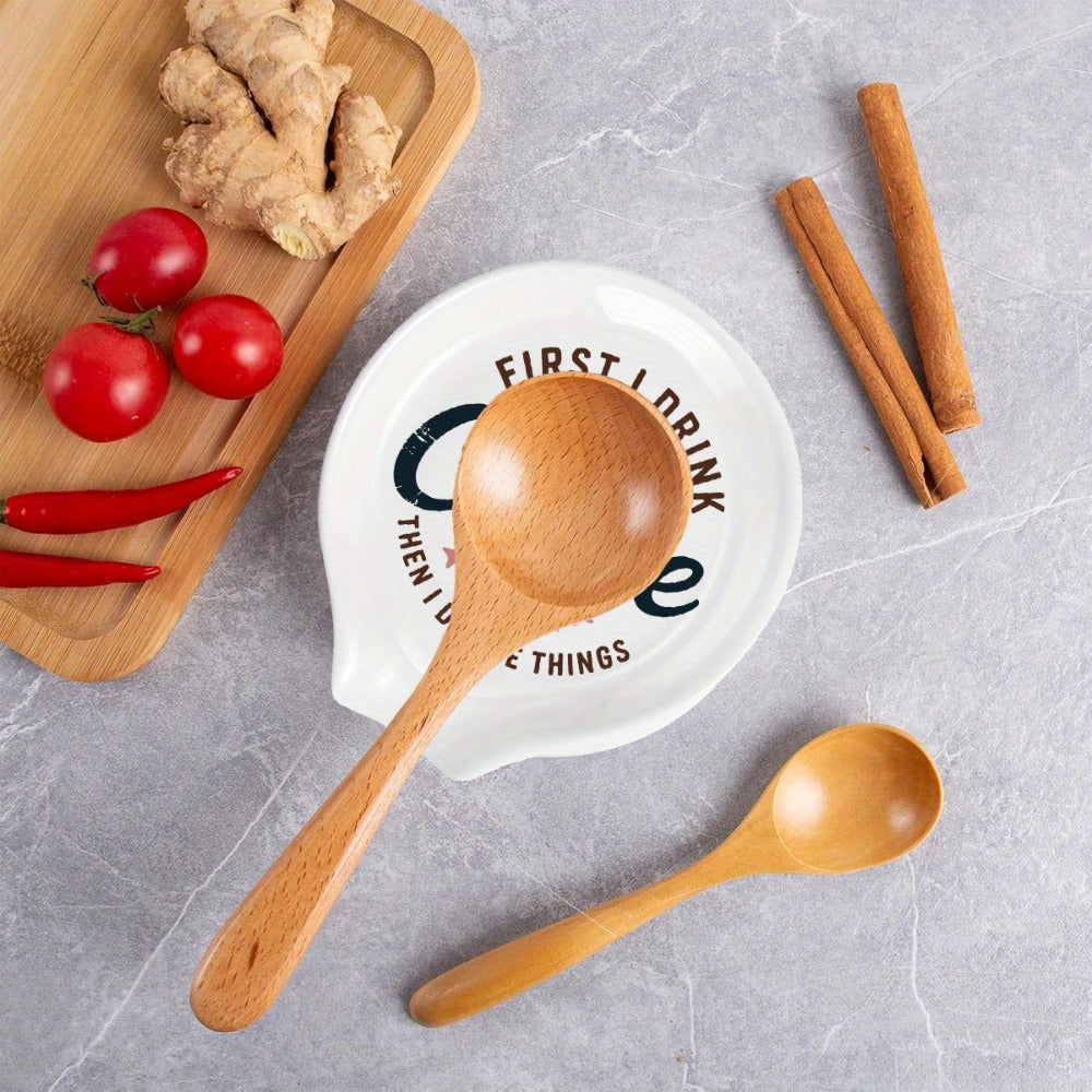 Ceramic Spoon Rest Funny Coffee Quote ¨C ¡±A Cup of No Return¡± Ceramic Utensil Holder for Coffee & Tea Spoons, Cute Spoon Holder for Kitchen Counter, Cafe Decor, Perfect Coffee Lover Gift