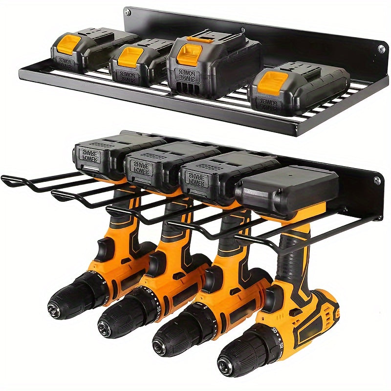 Wall Mounted Power Tool Organizer Rack ¨C Heavy Duty Metal Drill Holder with 2/3/4 Layer Floating Shelf | Garage Tool Storage for Cordless Drills, Screwdrivers & Power Tools | No Electricity Needed