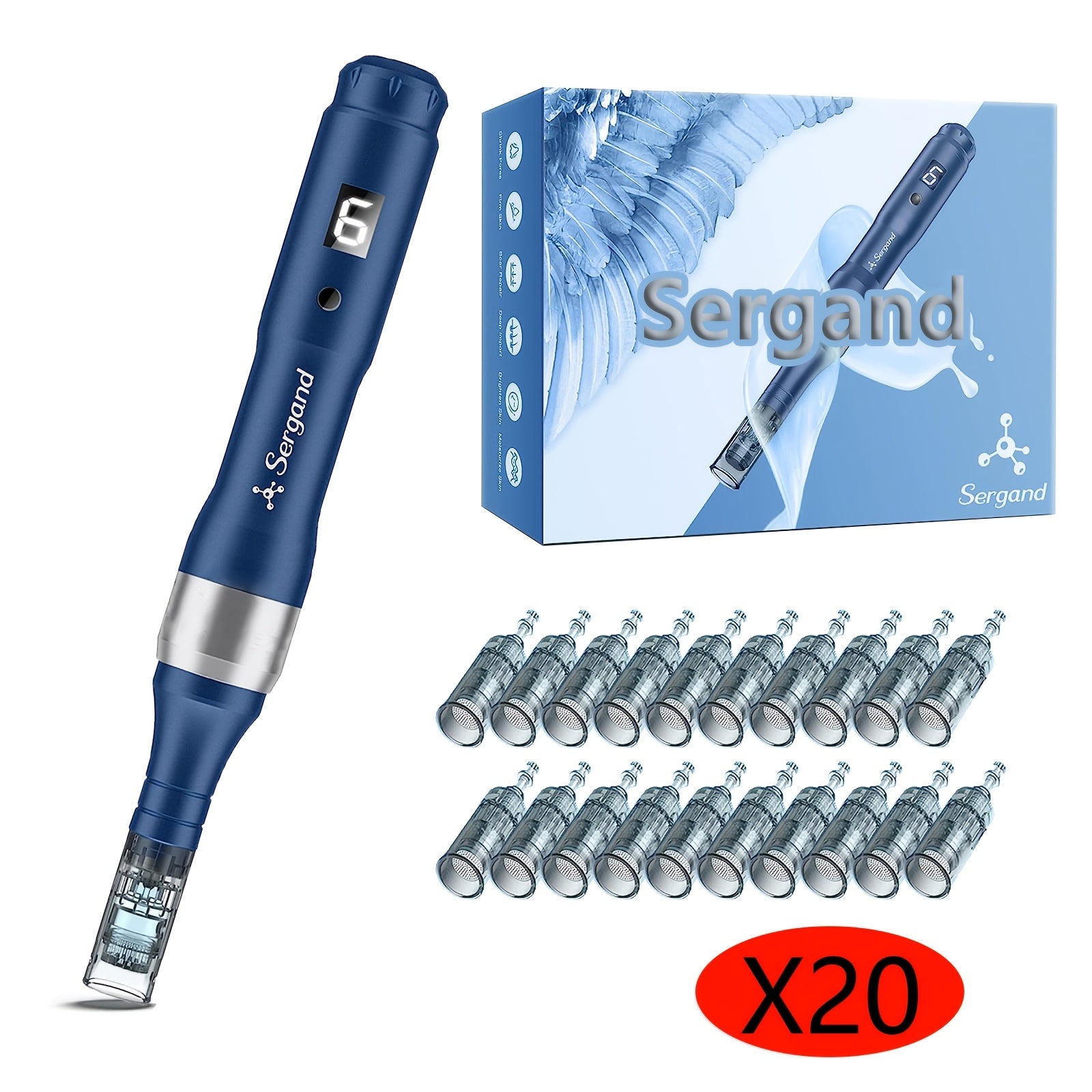 Electric Derma Pen Microneedling Device ¨C Professional 6-Speed Wireless Adjustable Dermapen with 20pcs Replacement Cartridges, Anti-Aging Skin Rejuvenation Microneedle Pen for Face & Body, Gift for Women